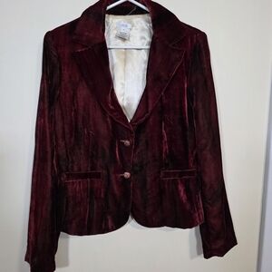 Cache Rich Velvet Blazer in Dipped Cranberry